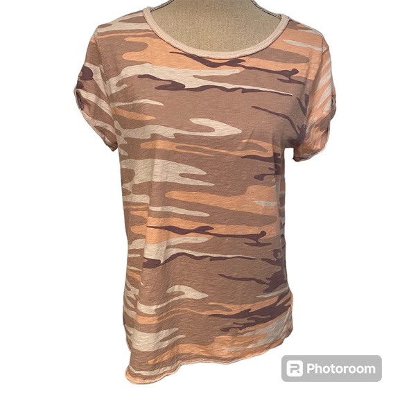 Z Supply Tops - Z SUPPLY TOP TEE SHIRT SHORT SLEEVE PINK TAN CAMOUFLAGE COTTON CREWNECK SIZE L